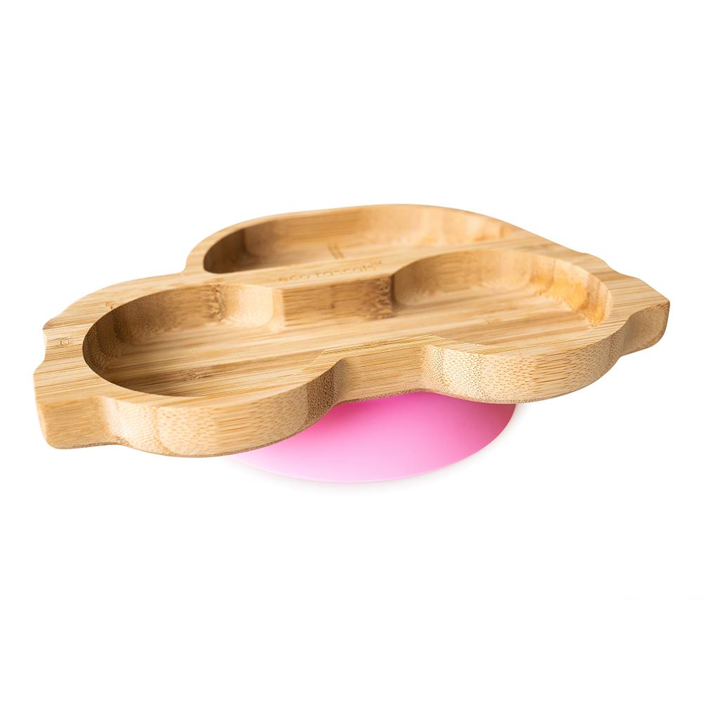 Eco-rascals-Bamboo-Suction-Tableware-Set-Car-Pink-plate
