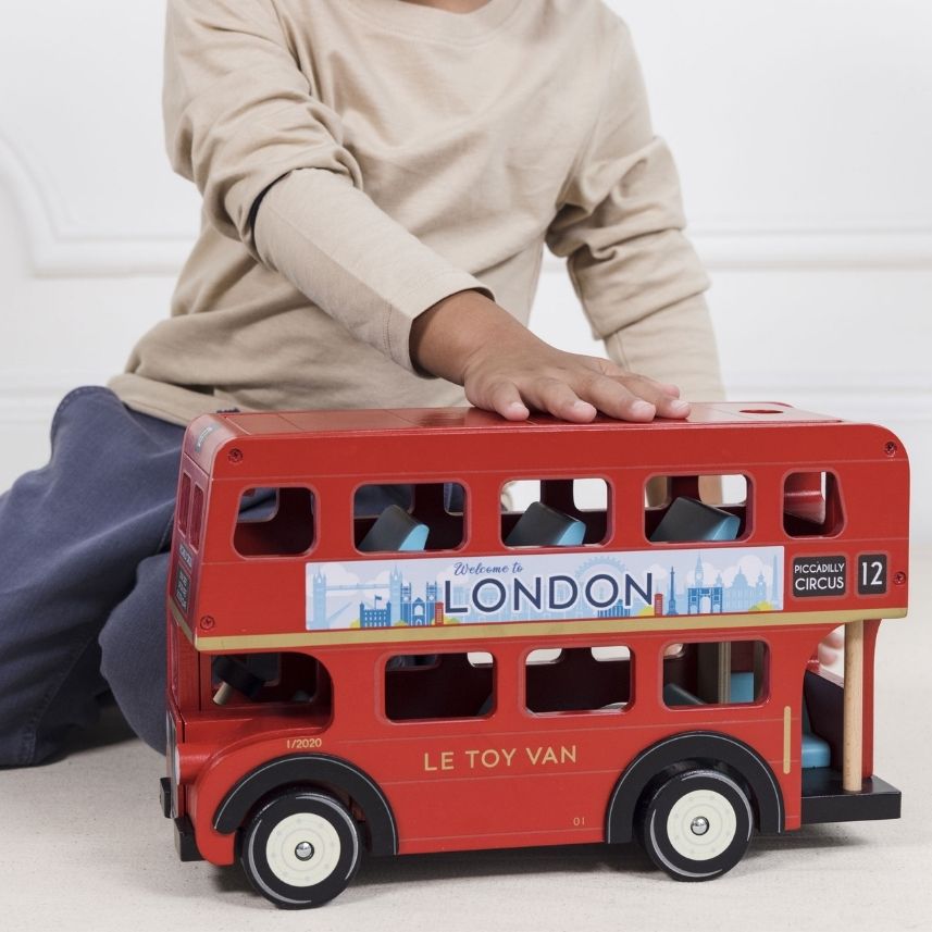 Le-Toy-Van-Wooden-London-Toy-Bus-close-up-kid-playing